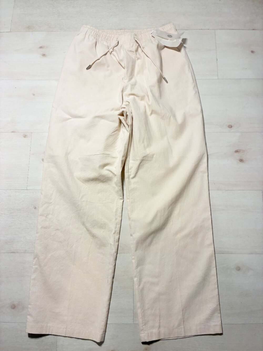 SUARE Cream-Colored Drawstring Wide-Leg Cream/Biege Pants Size Large (NWT)
